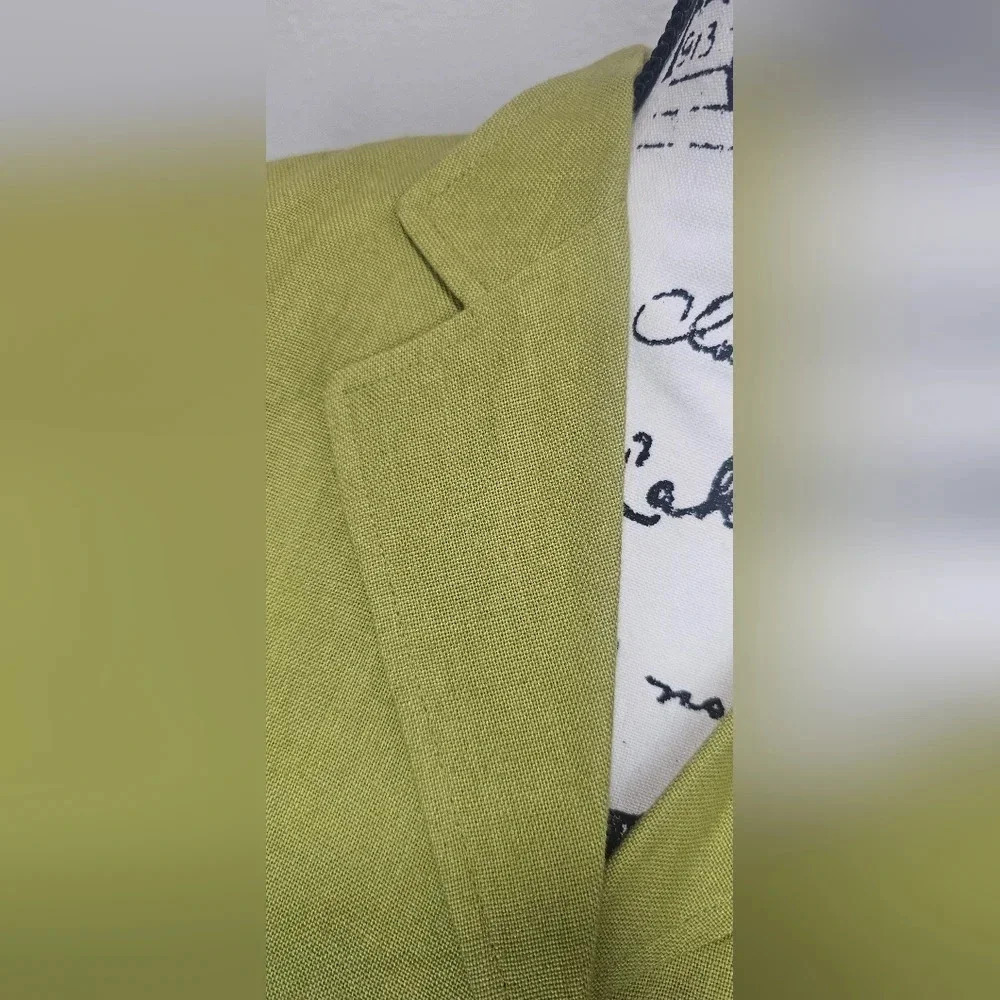 Talbots Womens Blazer Jacket Irish Linen Button Green Spring Summer Size 4 - Picture 7 of 14